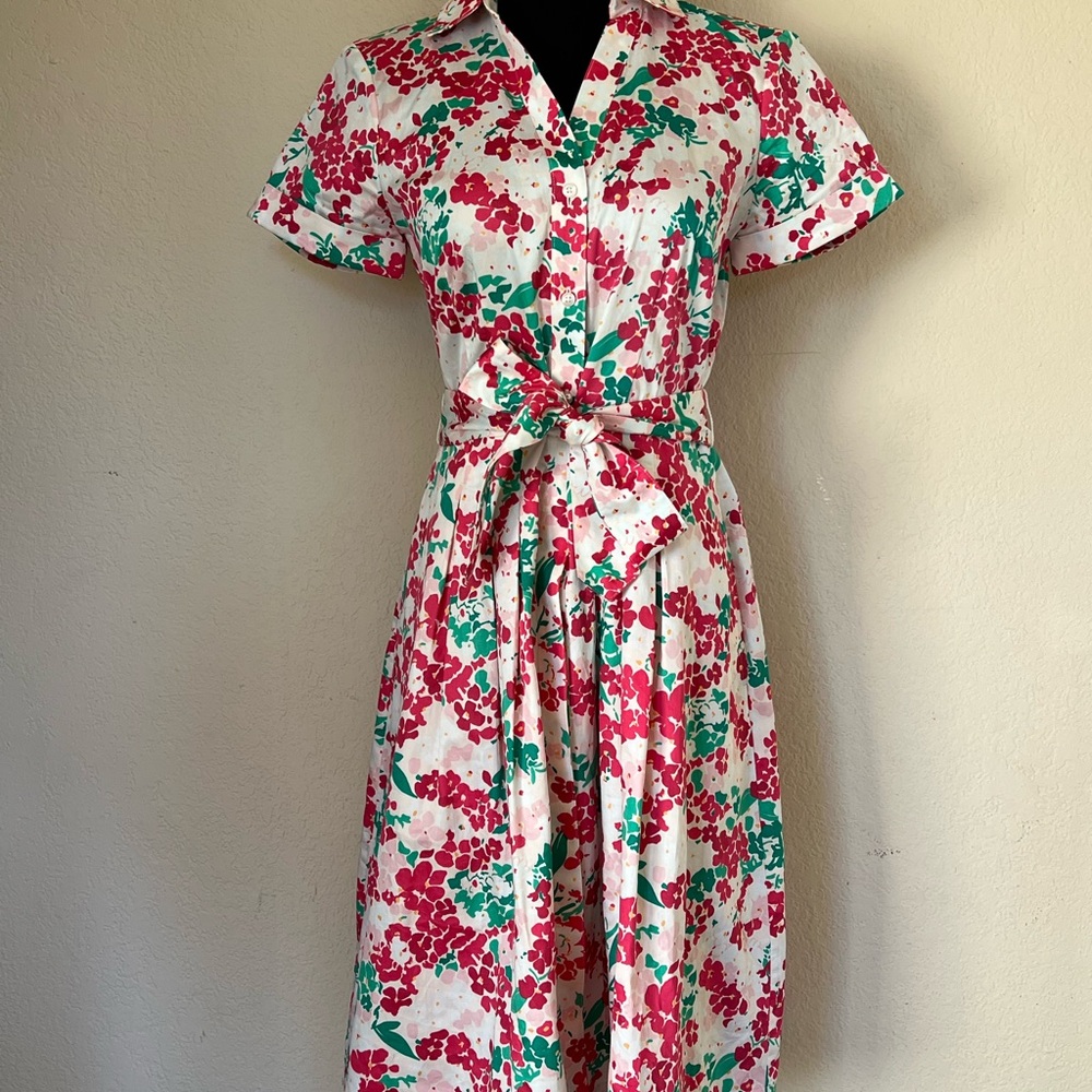 Brooks Brothers Red and Pink Casual Midi Sundress